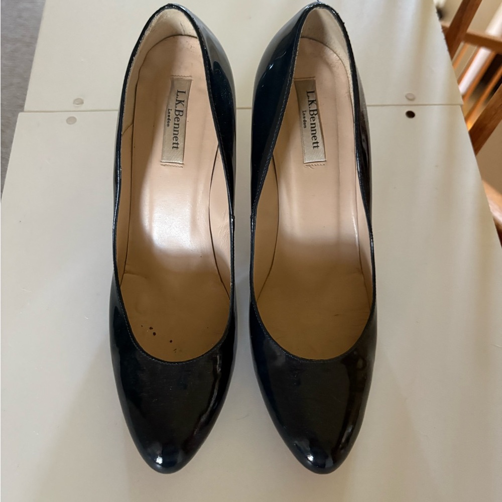 LK Bennett Navy Patent Leather Heels